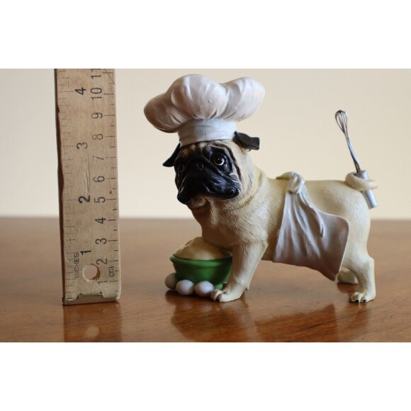 Westland Giftware PUGNACIOUS Pug CHEF Baker Figure Whisk Tail Small Blemishes - Picture 6 of 11